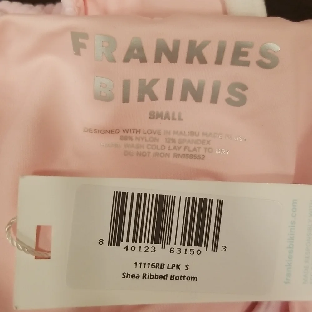 💕FRANKIE'S BIKINIS💕 Anna Ribbed Top (M) + Shea Ribbed Bottom (S) Love Pink NWT